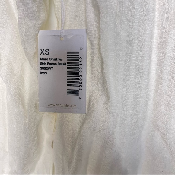 ECRU MARA SHIRT W/ SIDE BUTTON DETAILING IN IVORY - NWT! - Picture 7 of 8